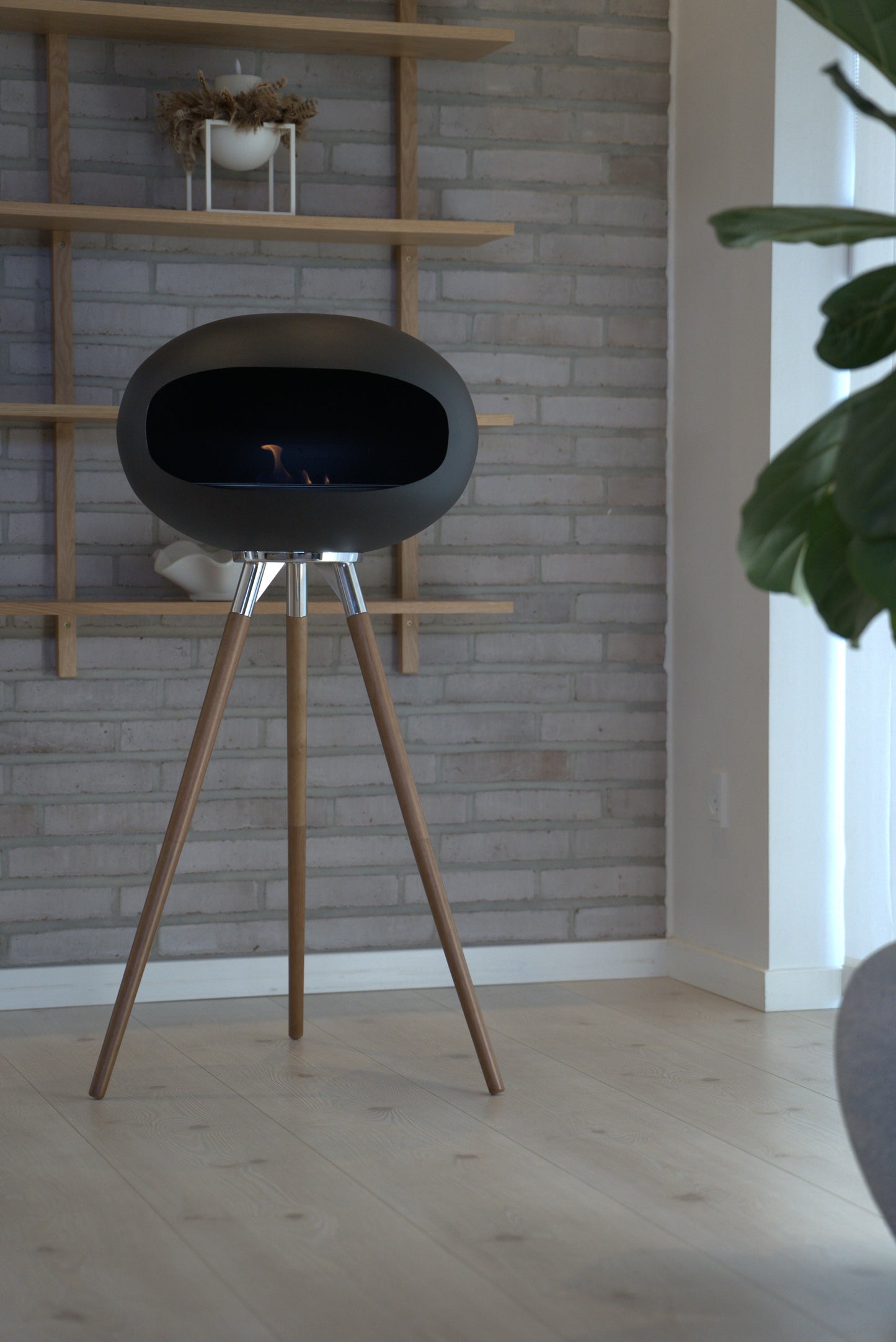 IGNA Ovalis Base fritstående biopejs - Black, Dark Wood Tall