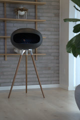 IGNA Ovalis Base fritstående biopejs - Black, Dark Wood Tall