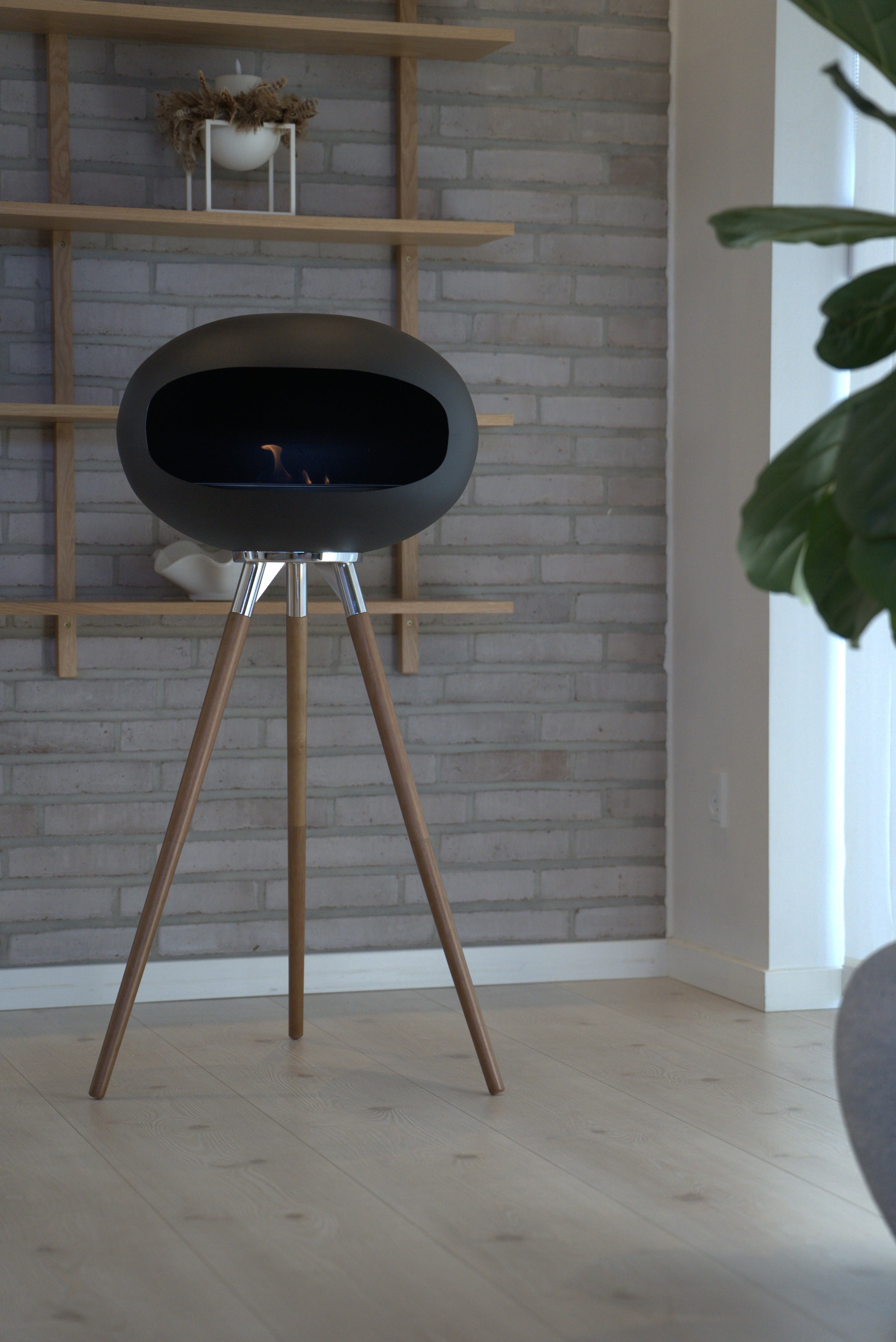 IGNA Ovalis Base fritstående biopejs - Black, Dark Wood Tall