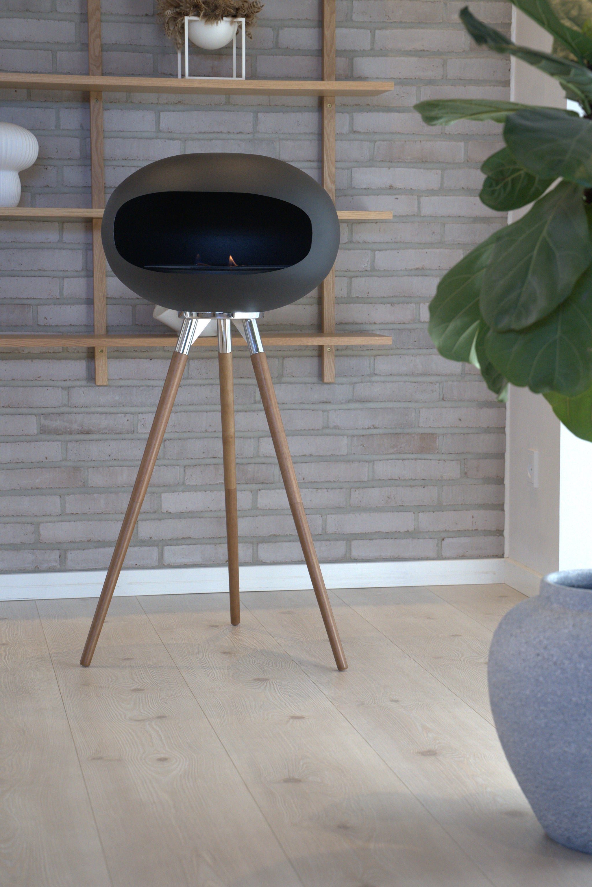 IGNA Ovalis Base fritstående biopejs - Black, Dark Wood Tall