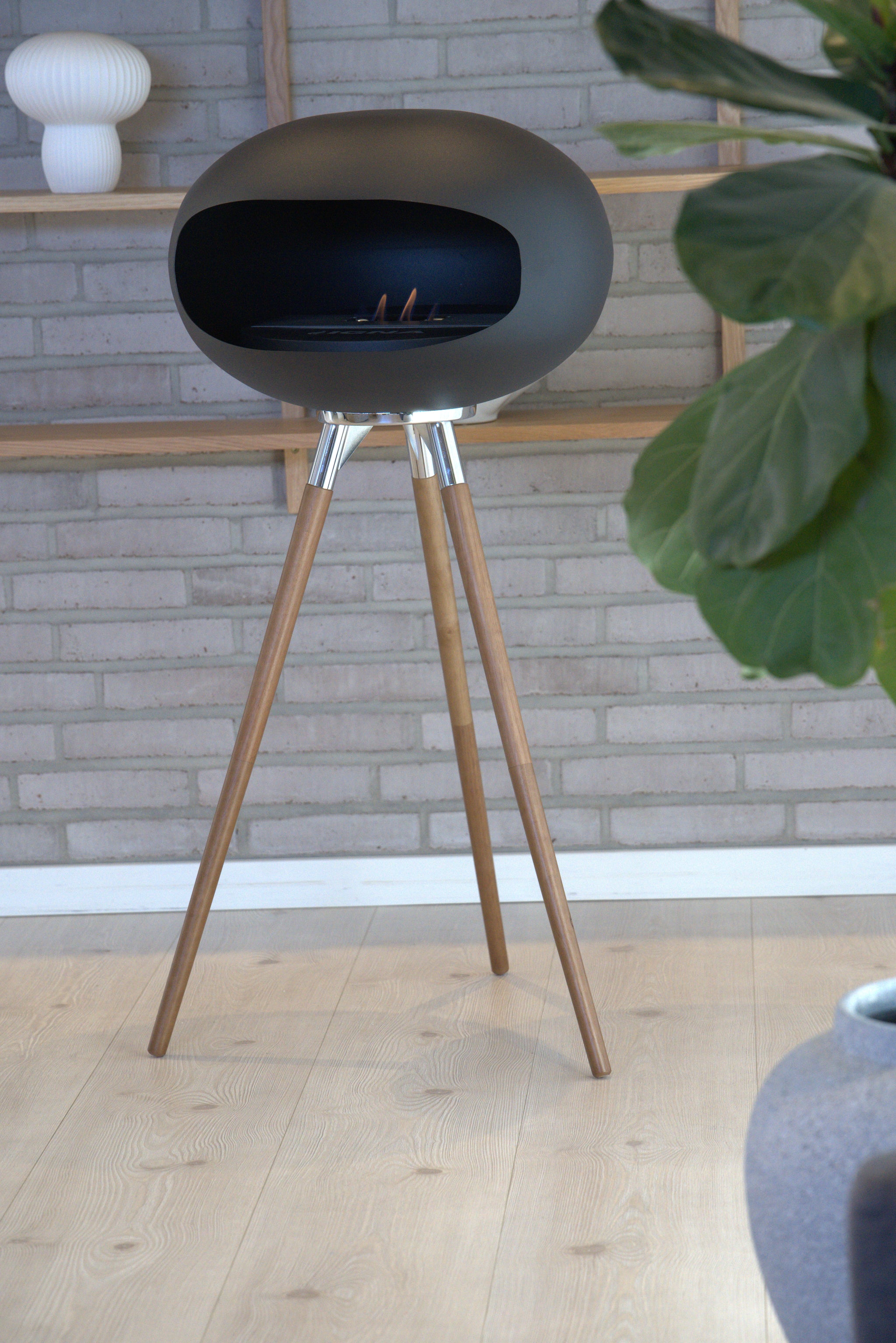 IGNA Ovalis Base fritstående biopejs - Black, Dark Wood Tall