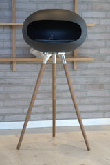 IGNA Ovalis Base fritstående biopejs - Black, Dark Wood Tall