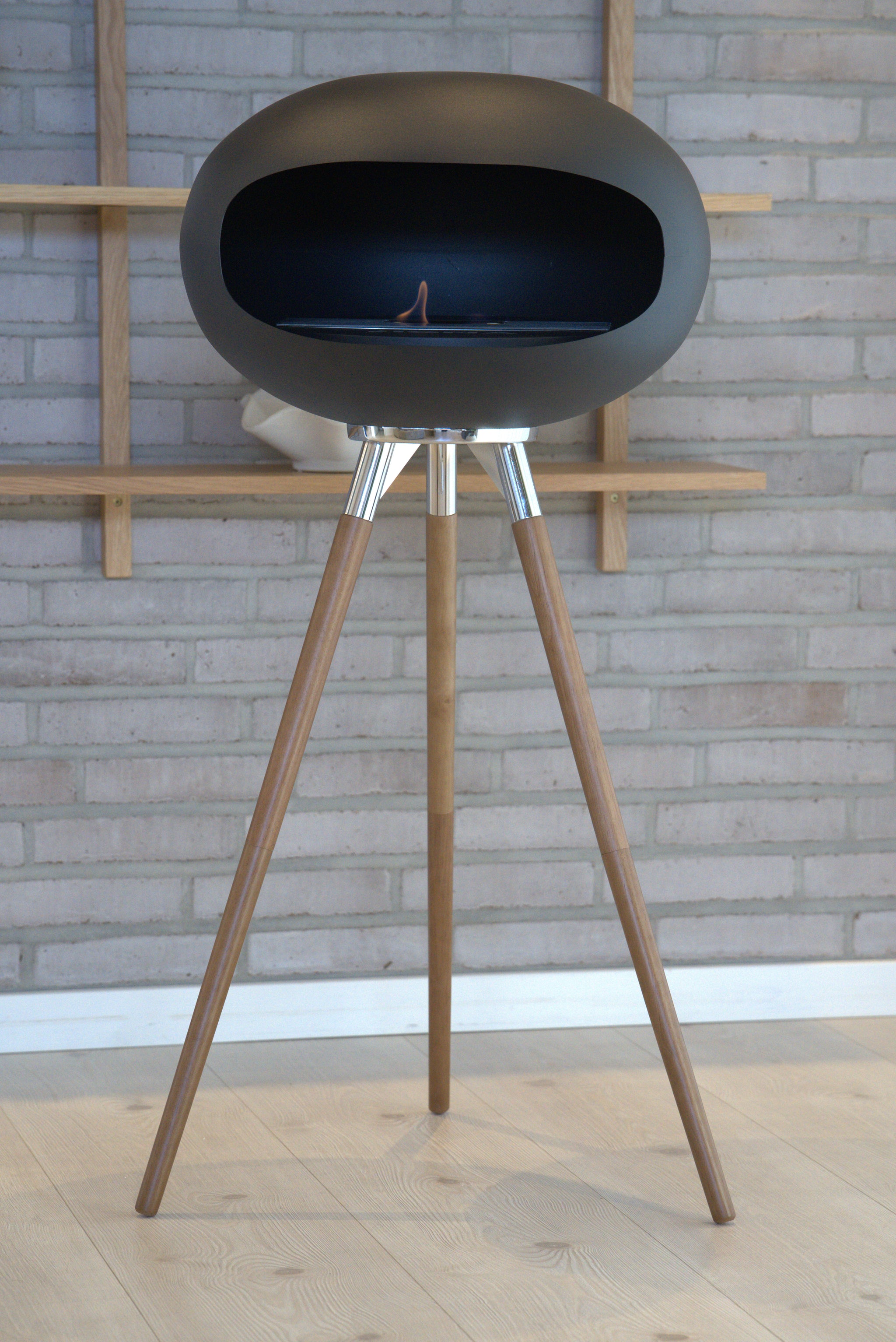 IGNA Ovalis Base fritstående biopejs - Black, Dark Wood Tall