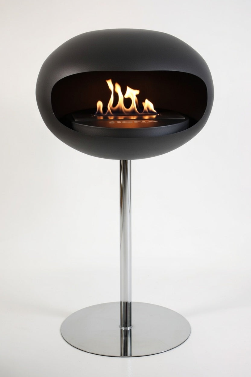 IGNA Ovalis Base fritstående biopejs - Black, Chrome Steel