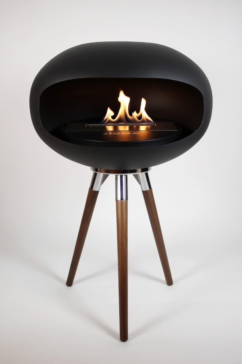 IGNA Ovalis Base fritstående biopejs - Black, Dark Wood Short