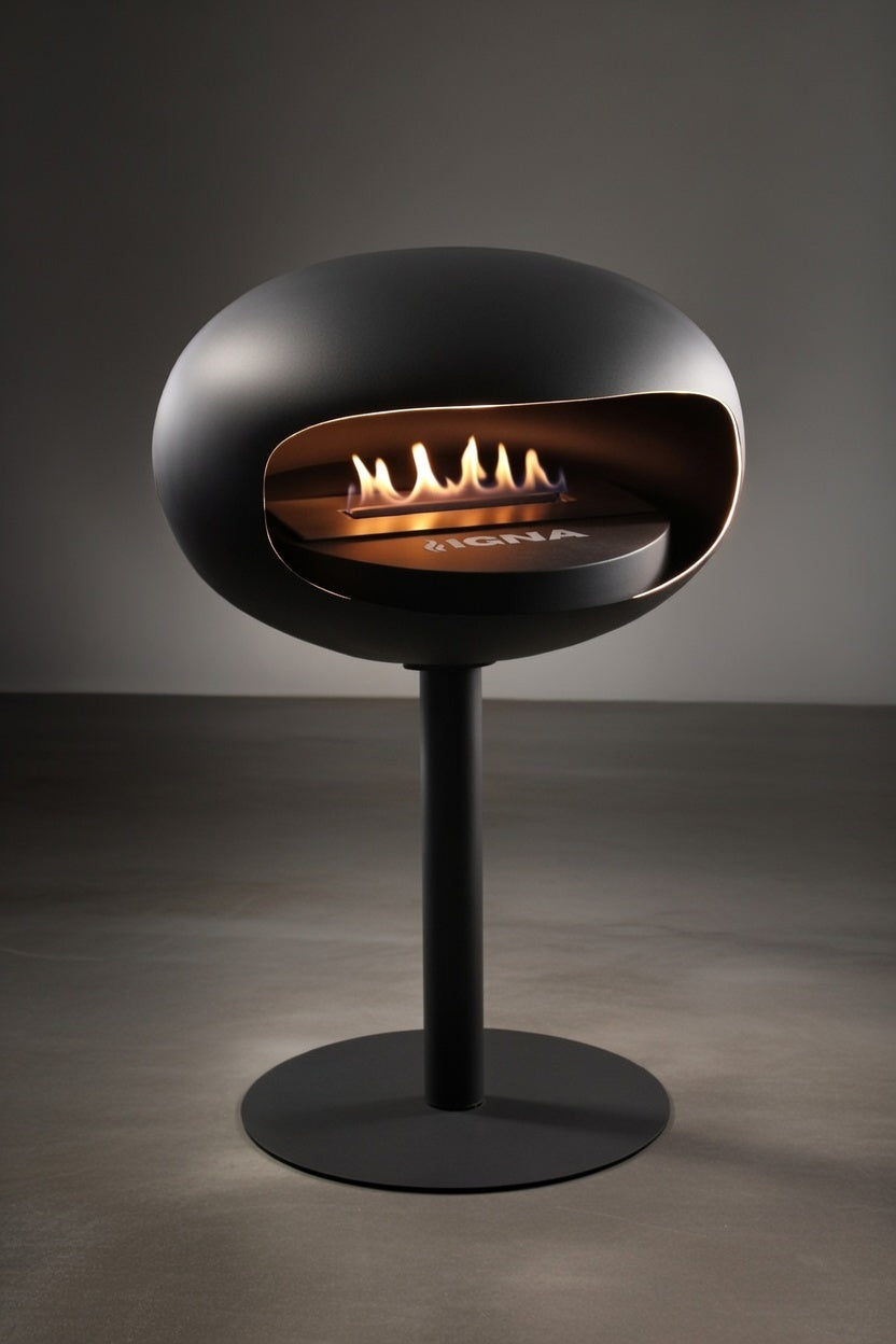 IGNA Ovalis Base Fritstående fritstående biopejs - Black, Black Steel