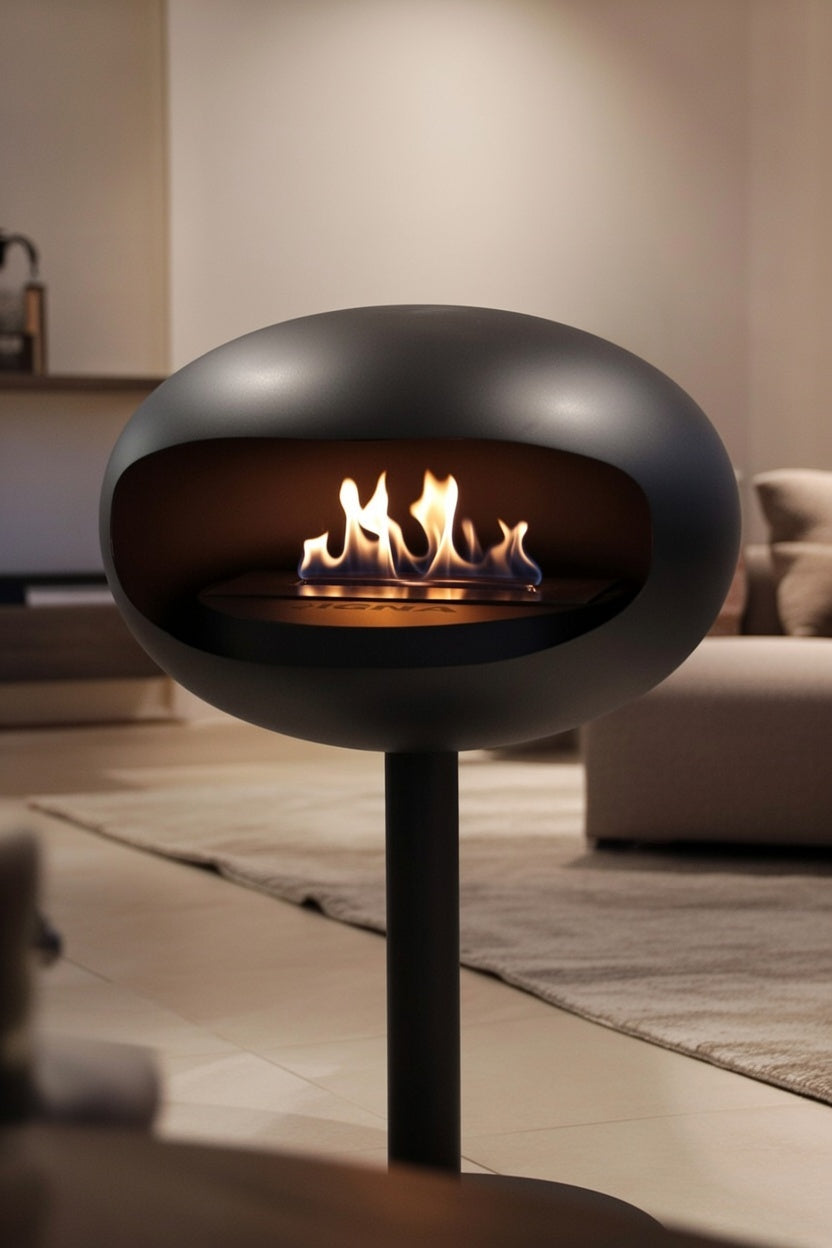 IGNA Ovalis Base Fritstående fritstående biopejs - Black, Black Steel