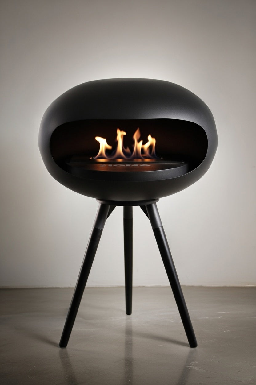 IGNA Ovalis Base fritstående biopejs - Black, Black Wood Short