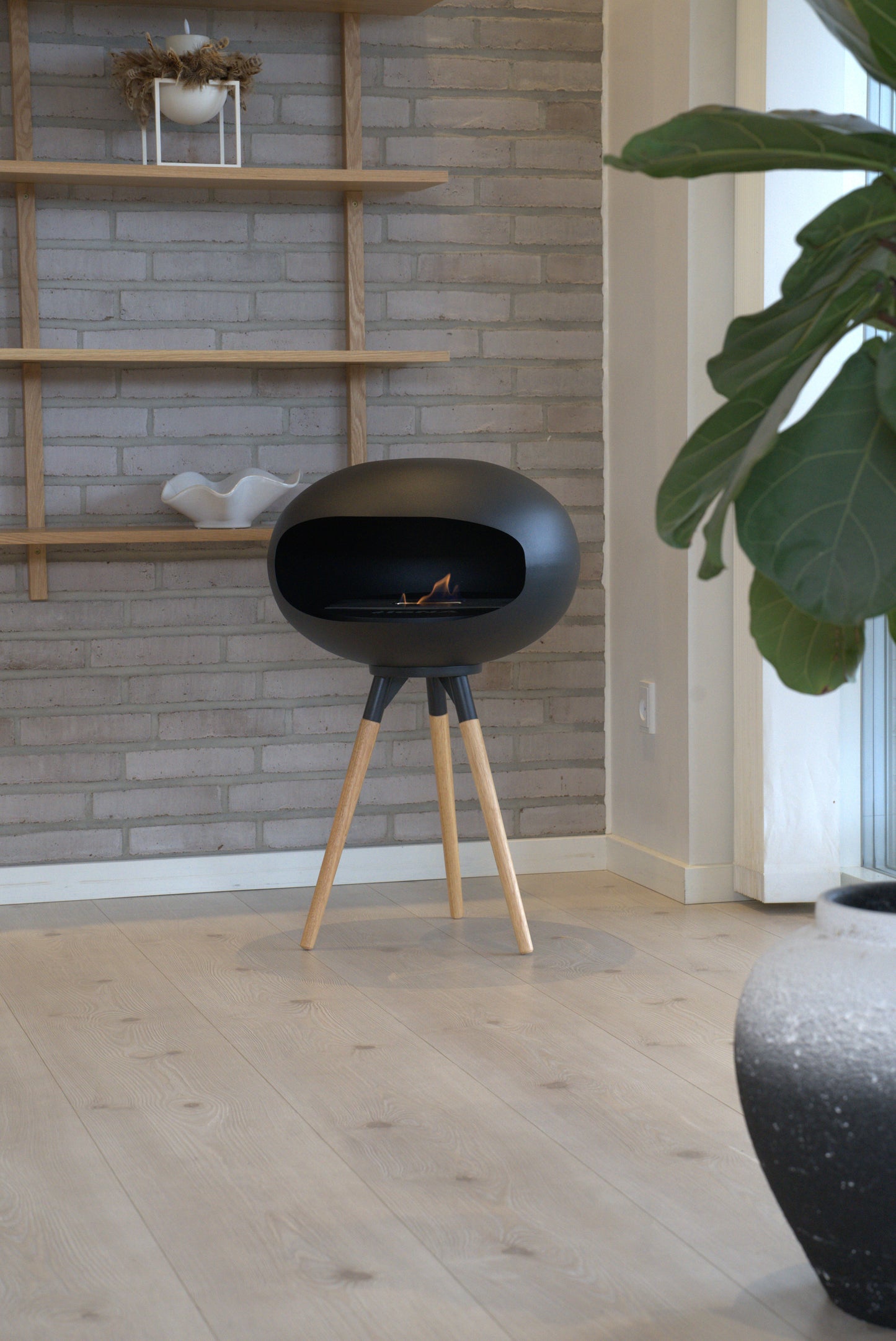 IGNA Ovalis Base fritstående biopejs - Black, Black Suspension, Light Wood Short