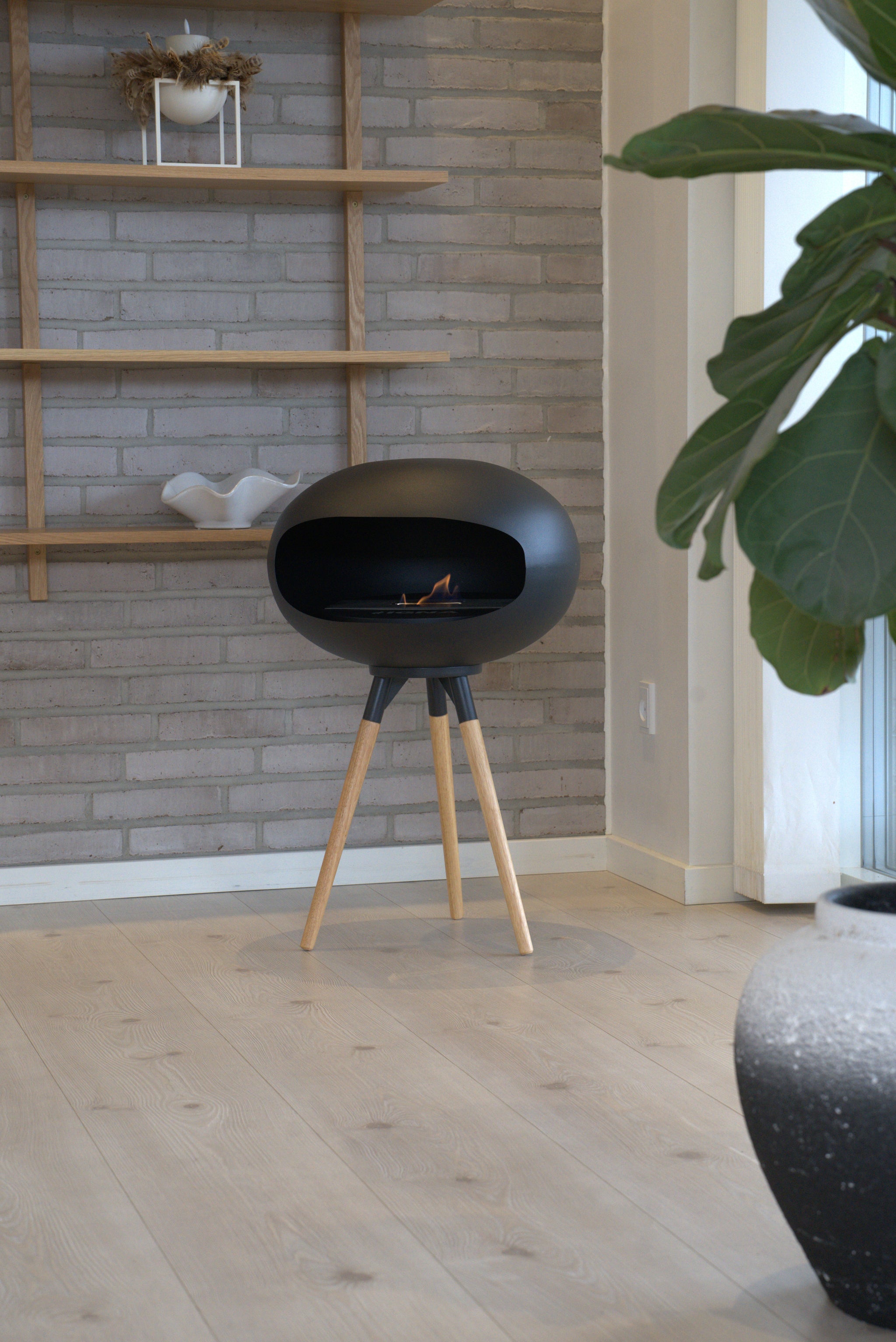 IGNA Ovalis Base fritstående biopejs - Black, Black Suspension, Light Wood Short