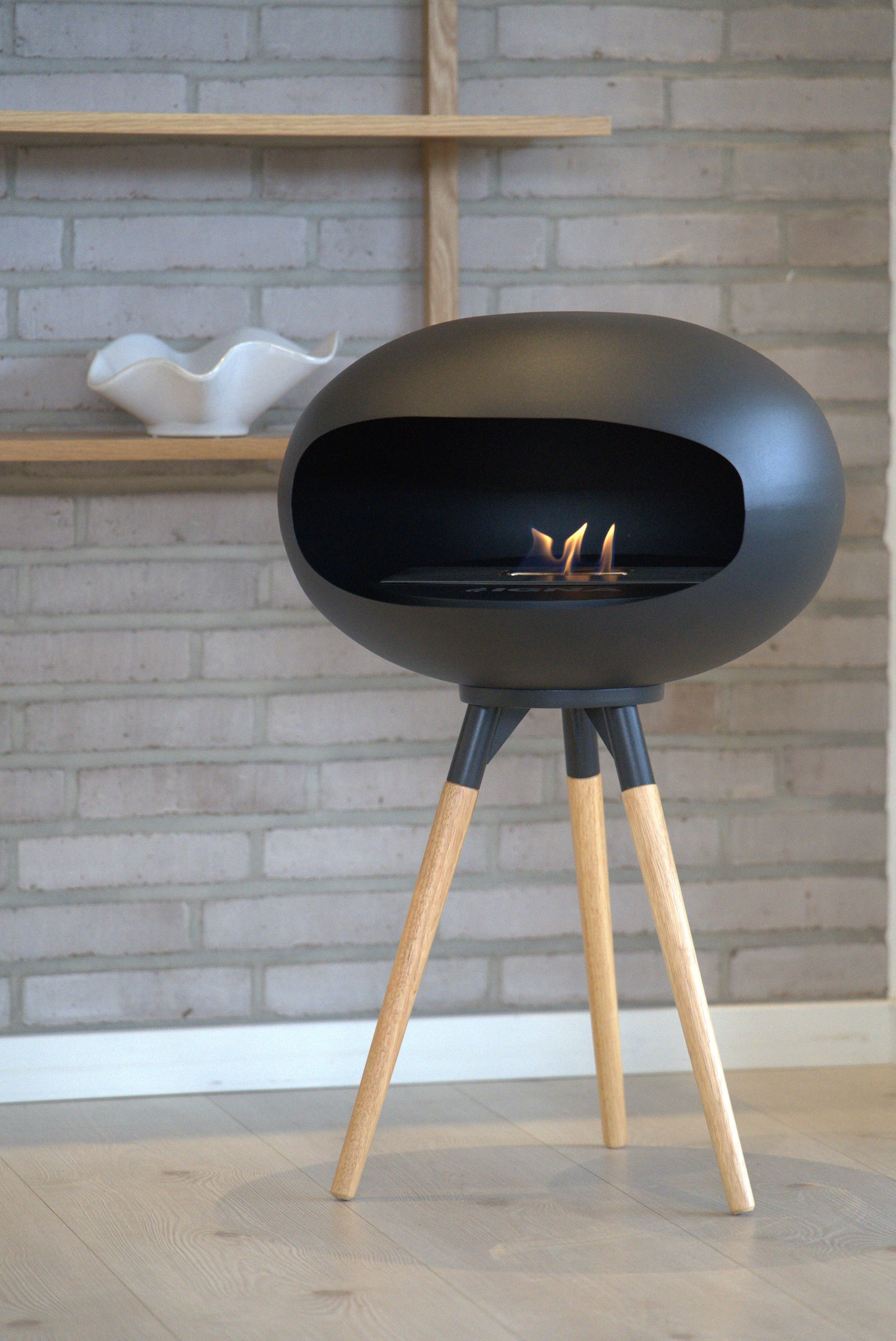 IGNA Ovalis Base fritstående biopejs - Black, Black Suspension, Light Wood Short