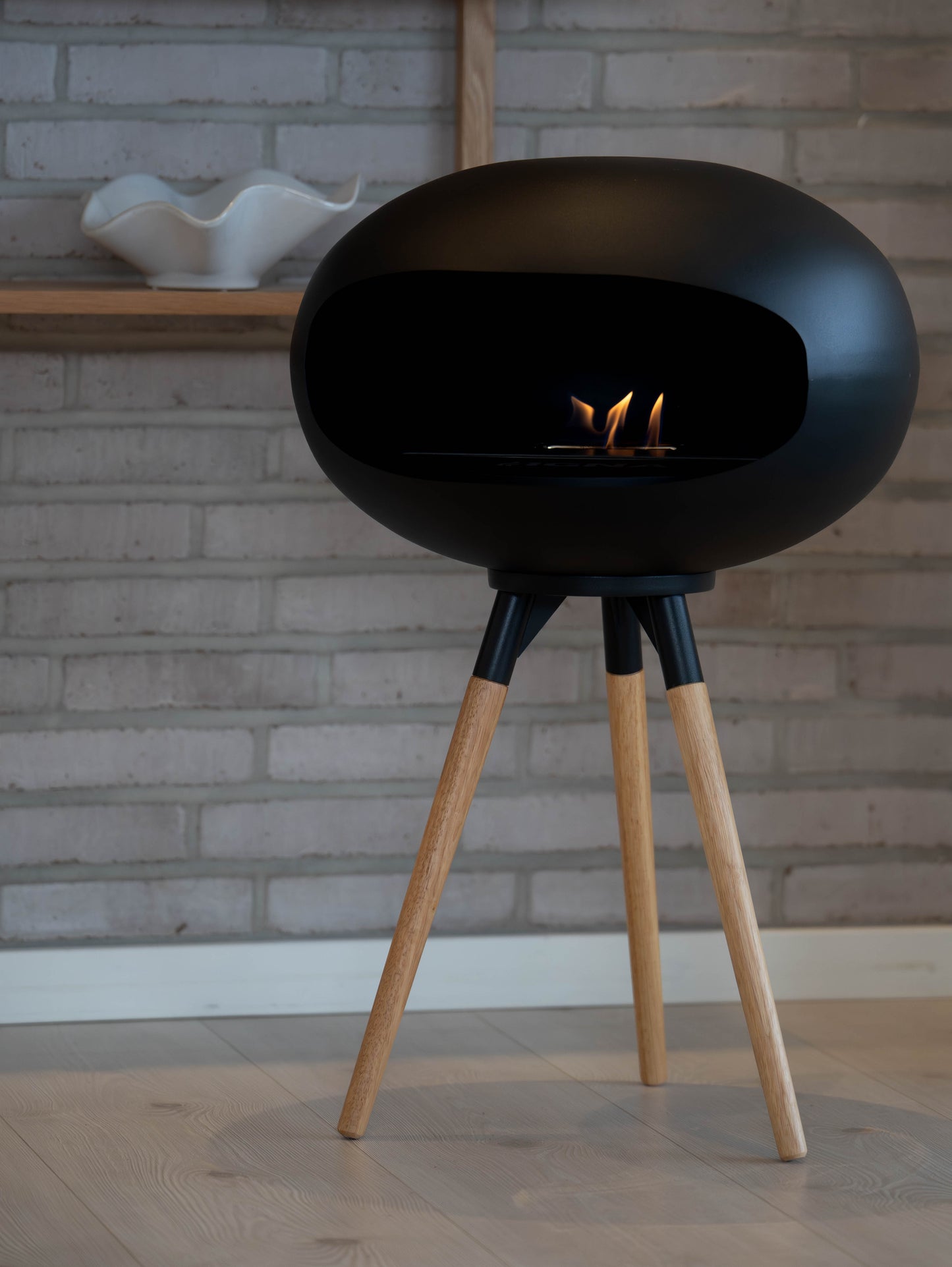 IGNA Ovalis Base fritstående biopejs - Black, Black Suspension, Light Wood Short