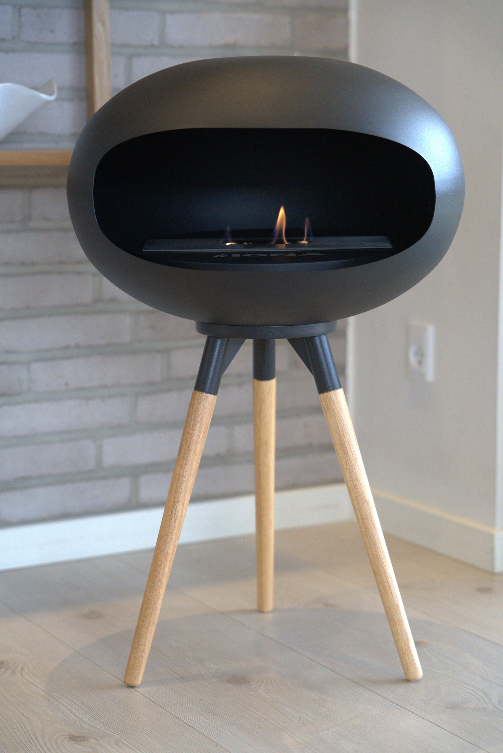 IGNA Ovalis Base fritstående biopejs - Black, Black Suspension, Light Wood Short