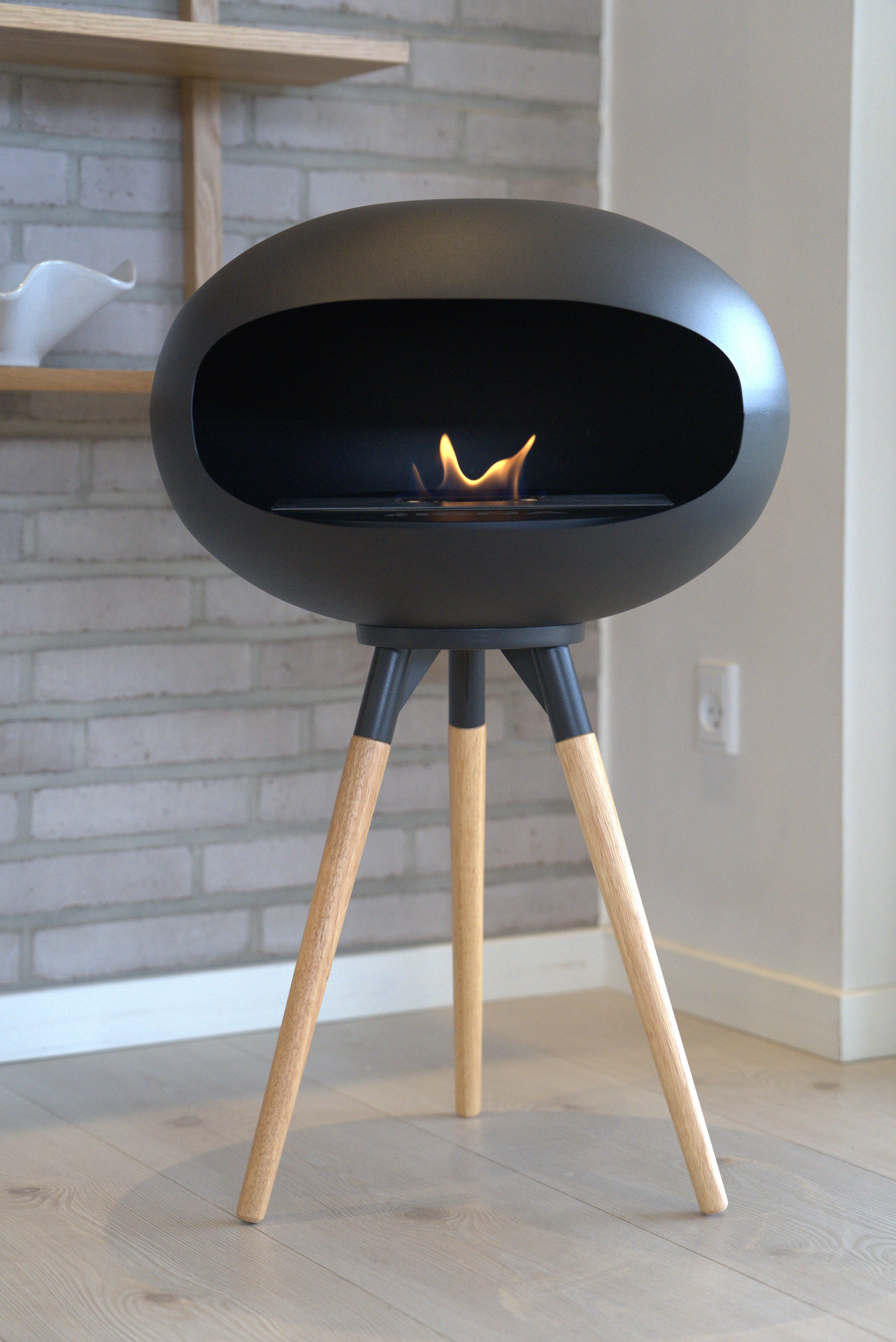 IGNA Ovalis Base fritstående biopejs - Black, Black Suspension, Light Wood Short