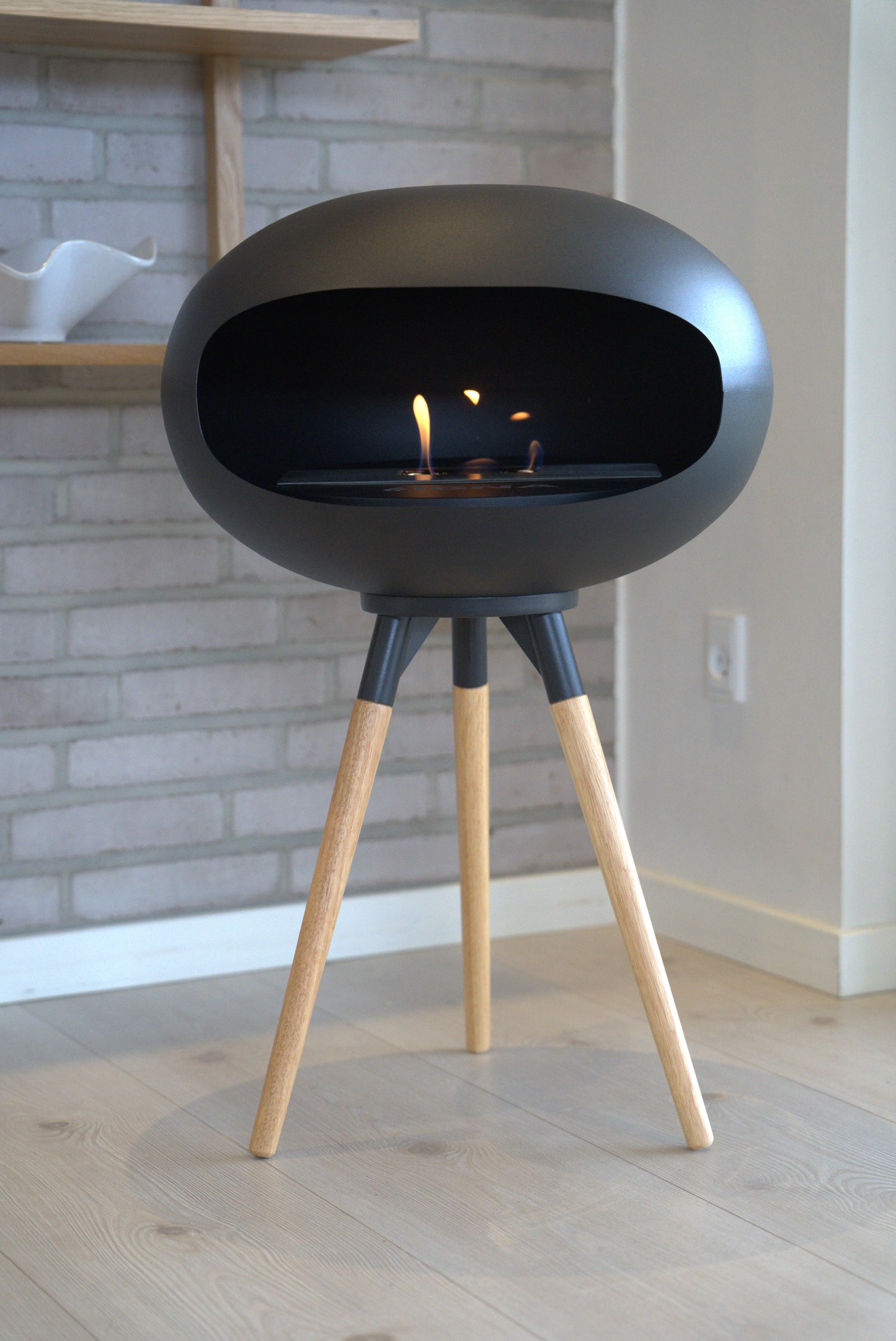 IGNA Ovalis Base fritstående biopejs - Black, Black Suspension, Light Wood Short