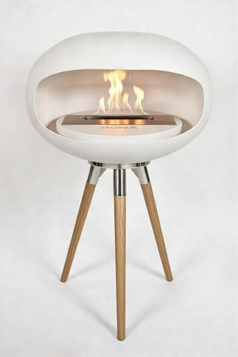 IGNA Ovalis Base fritstående biopejs - White, Light Wood Short