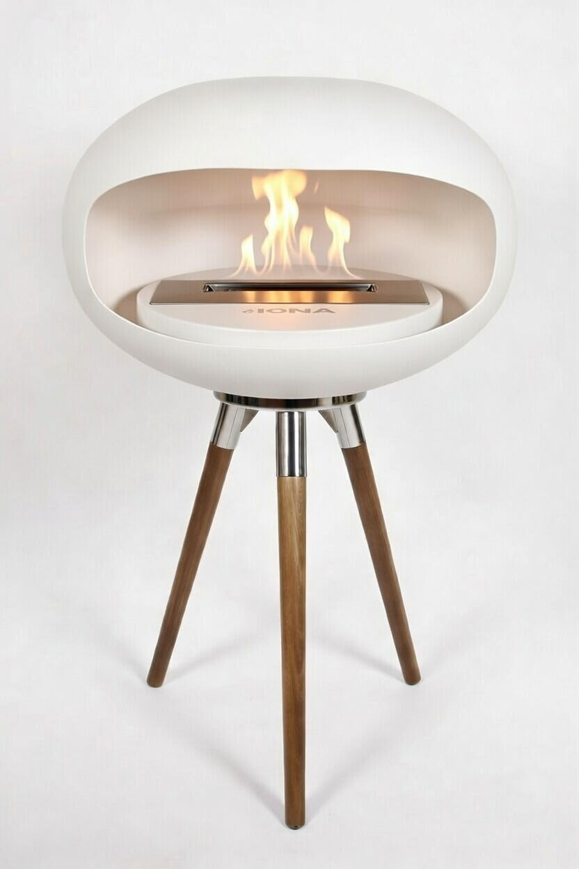 IGNA Ovalis Base fritstående biopejs - White, Dark Wood Short